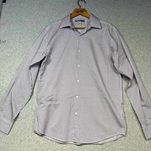 DKNY Shirt Men's 20 Stripes Lilac Grey Medium Button Up - Picture 1 of 4